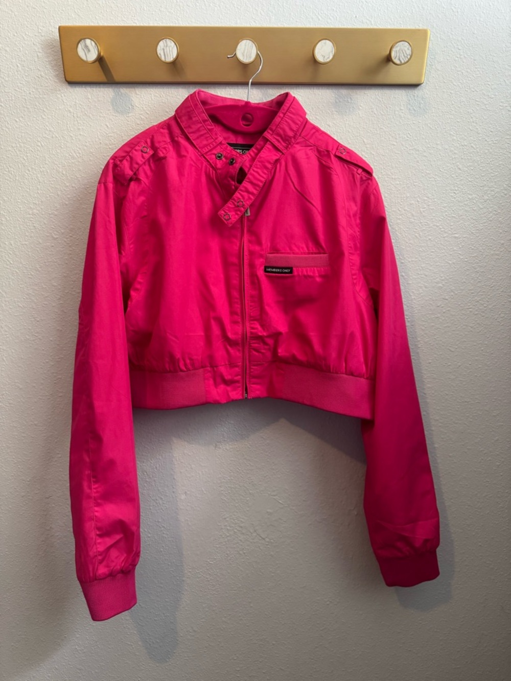 NWT Members Only Hot Pink Crop Bomber Jacket Sz XL